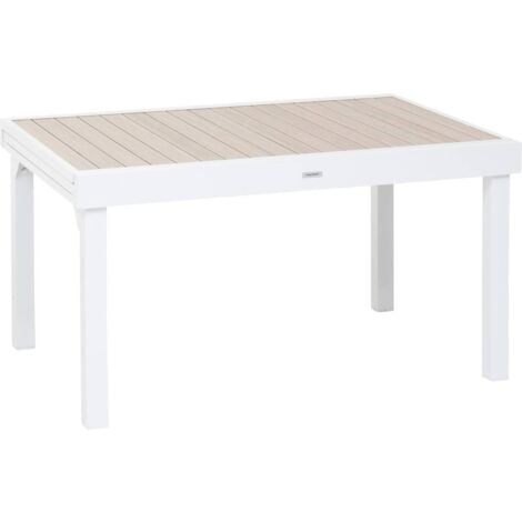 Table de jardin extensible Piazza lin & blanc 10 places en aluminium traité en epoxy - Hespéride
