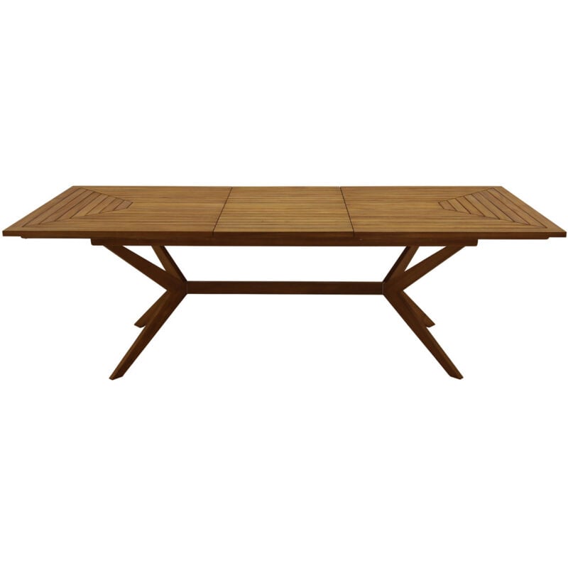 Table de jardin extensible rallonges intégrées en bois massif L180-240 cm santo