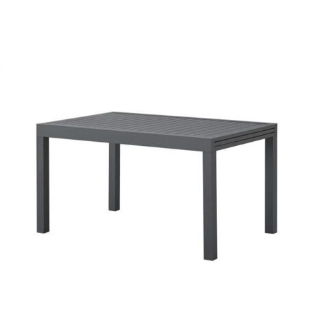 Table de jardin extensible rectangulaire 6 a 8 personnes - Structure aluminium - L 135-270 x P 90 x H 75 cm - Gris foncé