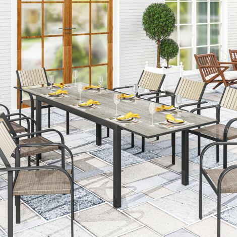 Table de jardin extensible table d'extérieur 6 - 8 personnes bordure en aluminium et structure en acier 160/240 cm gris
