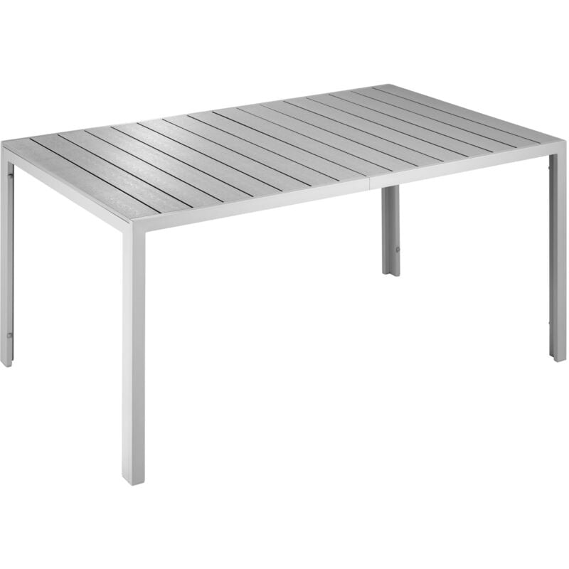 tectake - table de jardin bianca 150 x 90 cm pieds réglables en hauteur - gris/argent - gris/argent