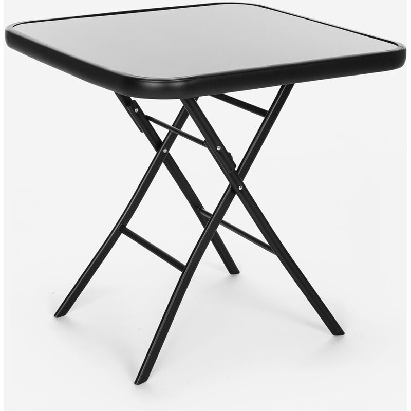 Table de jardin extérieure pliante carrée en verre 60x60cm Margarita
