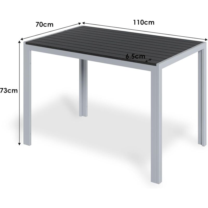 Liferun - Table de Jardin Extérieur,Table de Balcon Carrée,Table de Terrasse, Aluminium,WPC,Résistante aux Intempéries (110x70cm,Gris)