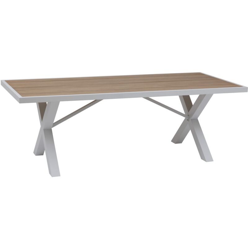 Table de jardin fixe Emperia en acacia et aluminium