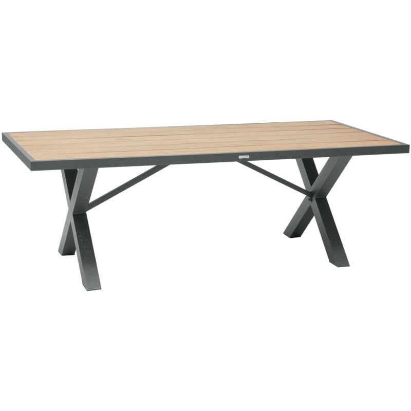 Table de jardin fixe Emperia en acacia et aluminium
