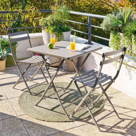 Table de jardin Greensboro 2 places pliable café 70x70cm - Hespéride