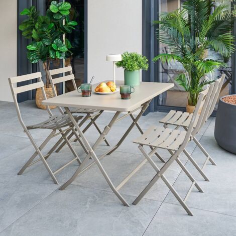 Table de jardin Greensboro 4 places pliable café 110x70cm - Hespéride