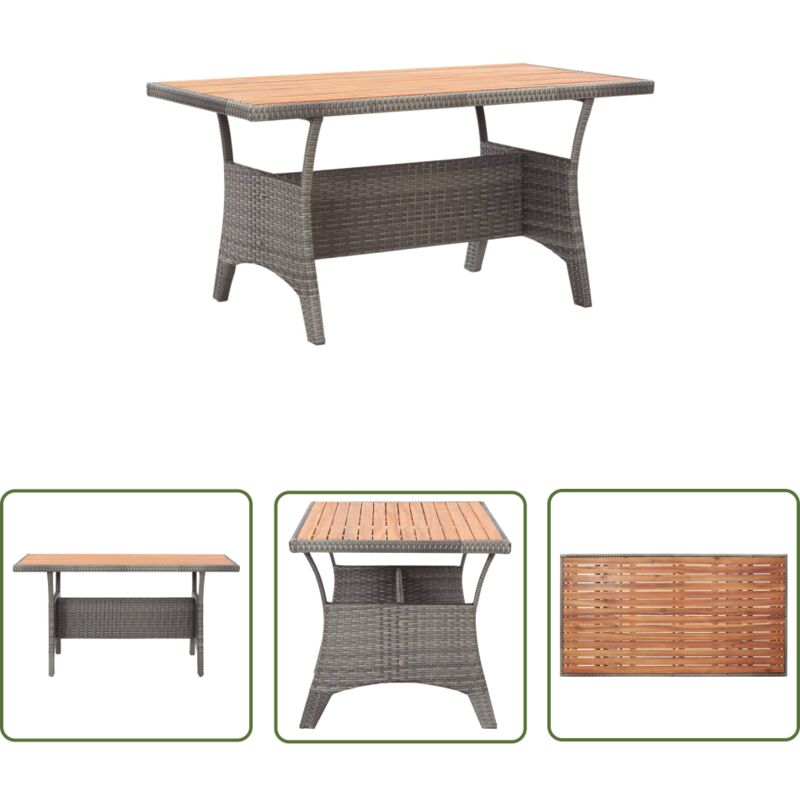 Les Tendances - The Living Store Table de jardin Gris 120x70x66 cm Bois d'acacia massif - Table De Jardin - Table Extérieure - Table Acacia - Table