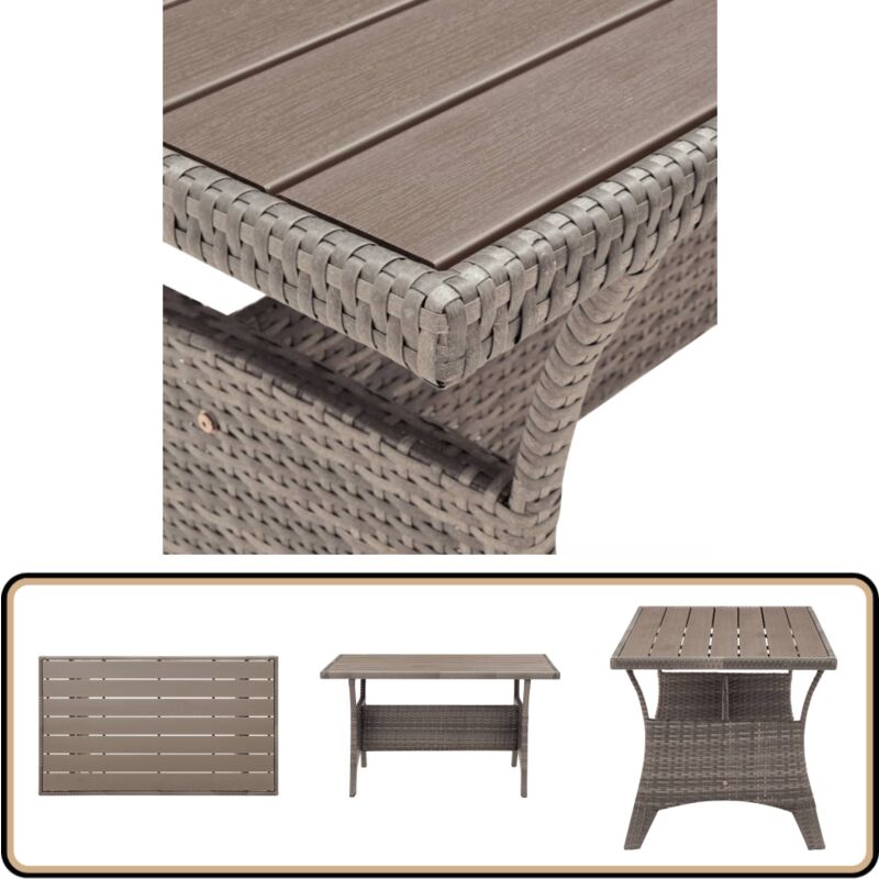 Vidaxl - Table de jardin Gris 120x70x66 cm Résine tressée - Table De Jardin - Table Patio - Mobilier De Jardin - Table En Résine Tressée - Table