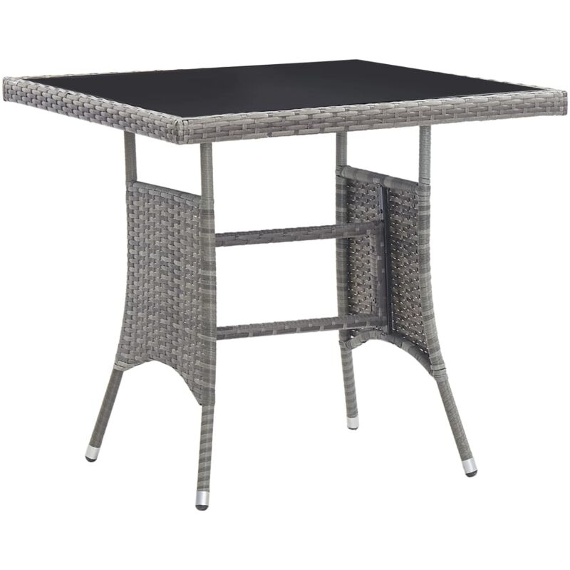 Vidaxl - Table de jardin gris 80x80x74 cm résine tressée