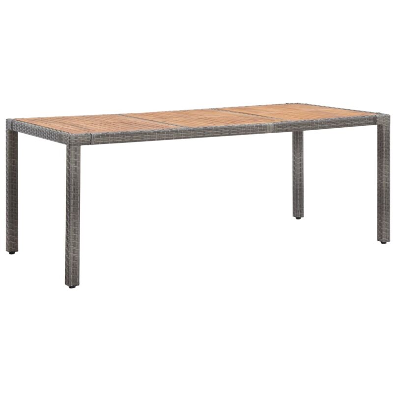 Vidaxl - Table de jardin gris à Polyrattan et en bois en bois massif de l'acacia Table de jardin Gris 190x90x75cm Résine tressée et acacia Taille :