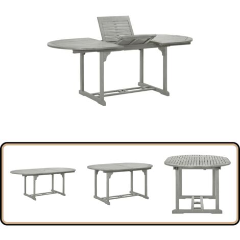 Table de jardin Gris 200x100x75 cm Bois d'acacia massif - Table De Jardin - Table Extérieure - Acacia Massif - Table Extensible - Mobilier De Jardin