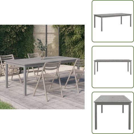 Table de jardin Gris 200x100x75 cm Bois d'acacia solide - Table De Jardin - Table Extérieure - Acacia - Meubles De Jardin - Table Ronde