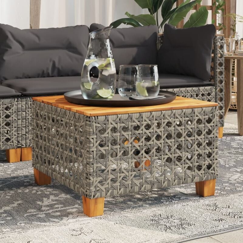 Vidaxl - Table de jardin gris 55x55x36 cm résine tressée et bois acacia