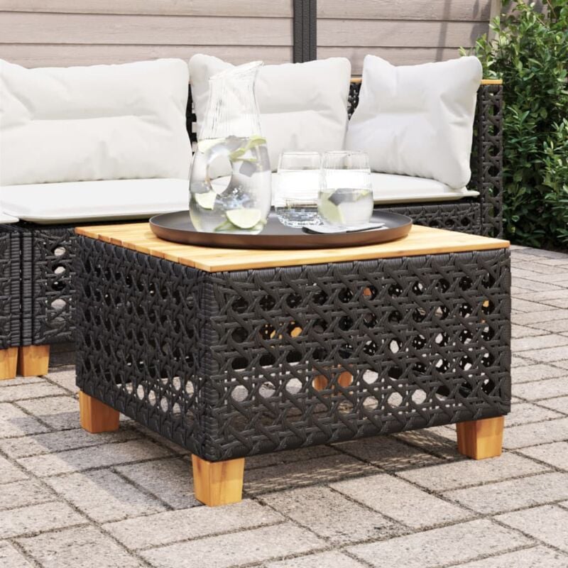 Vidaxl - Table de jardin noir 55x55x36 cm résine tressée et bois acacia