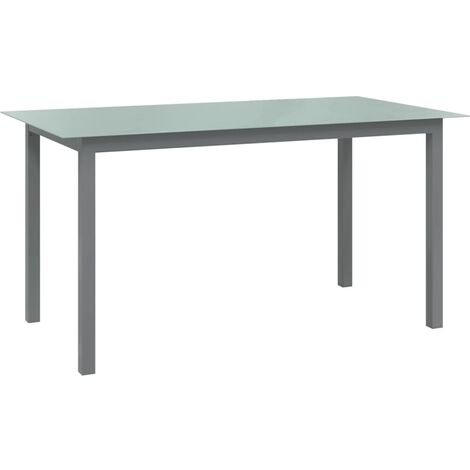 Table de jardin Gris clair 150x90x74 Aluminium et verre