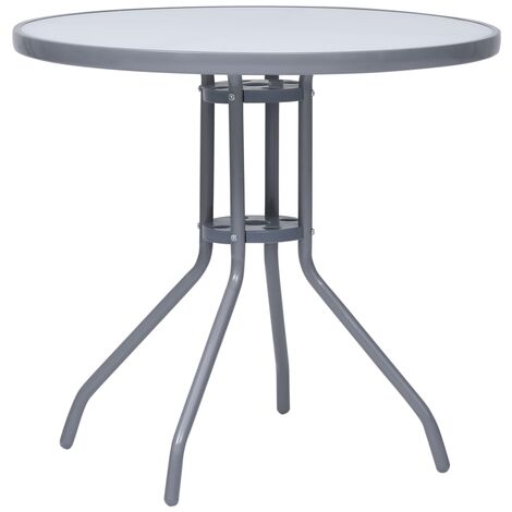 Table de jardin Gris clair 80 cm Acier et verre vidaXL