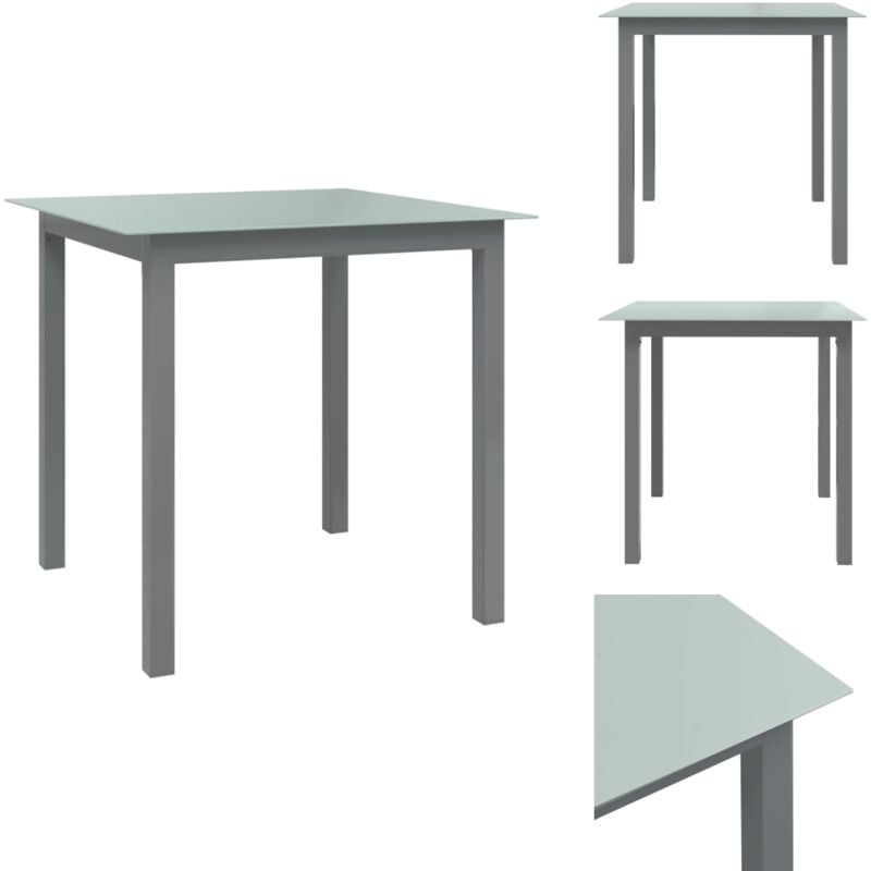Vidaxl - Table de jardin Gris clair 80x80x74 cm Aluminium et verre - Table De Jardin - Table Extérieure - Mobilier De Jardin - Table Aluminium
