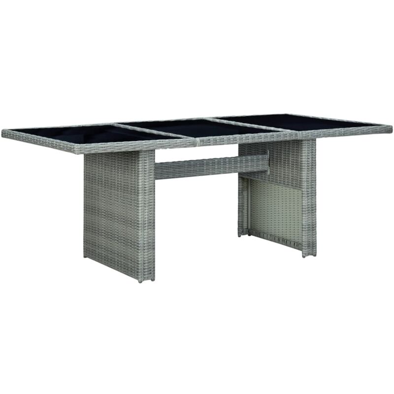 Vidaxl - Table de jardin Gris clair Résine tressée et verre trempé