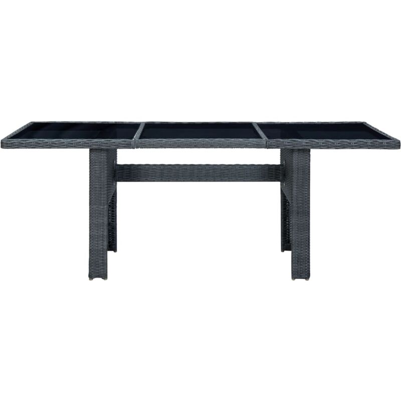 Table De Jardin Gris Fonc&eacute; R&eacute;sine Tress&eacute;e Et Verre Tremp&eacute; Wis