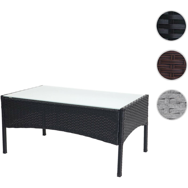 Table de jardin Halden, poly-rotin, avec plaque de verre anthracite