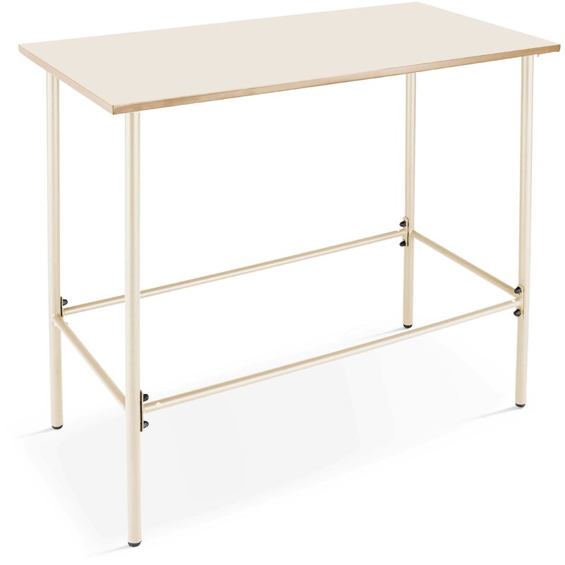 Oviala - Table haute de jardin en métal ivoire 120 cm - Palavas
