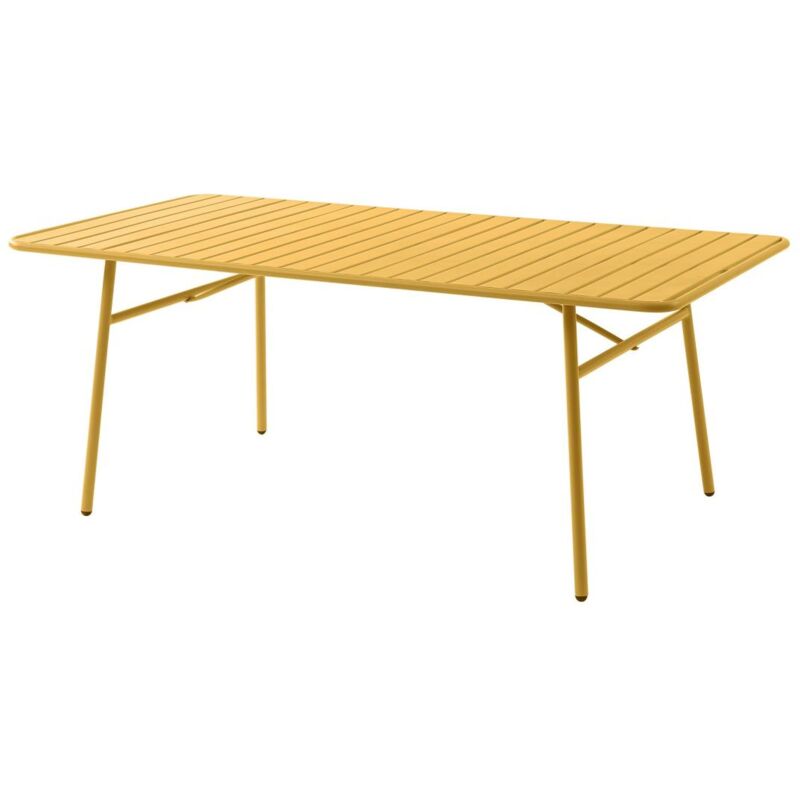 Vente-unique - Table de jardin L.160 cm en métal - Jaune moutarde - mirmande de mylia