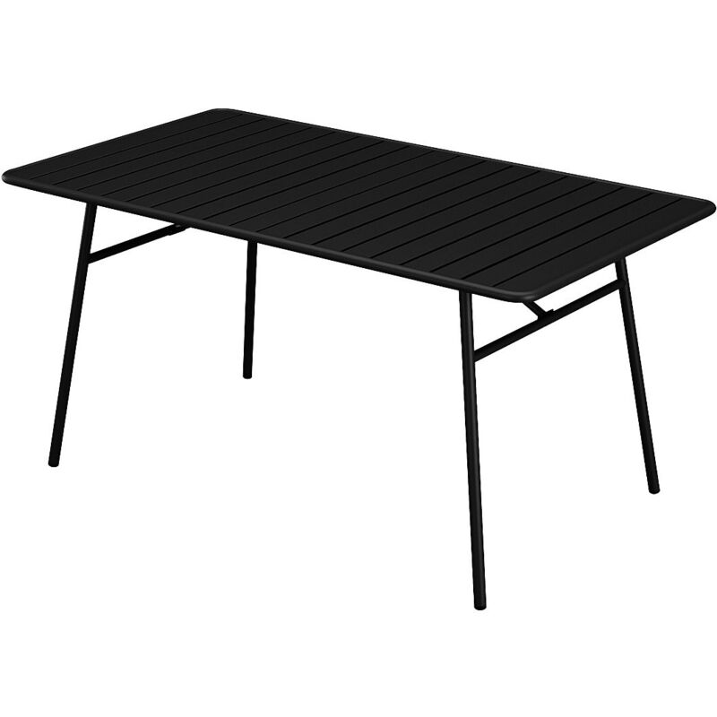 Vente-unique - Table de jardin L.160 cm en métal - Noir - mirmande de mylia