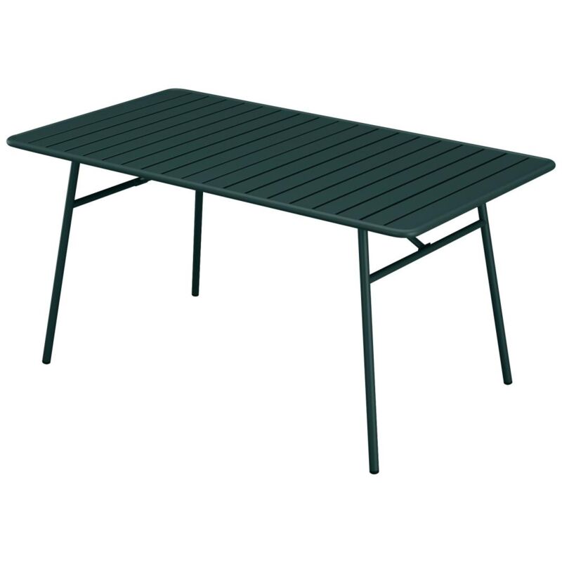 Vente-unique - Table de jardin L.160 cm en métal - Vert sapin - mirmande de mylia