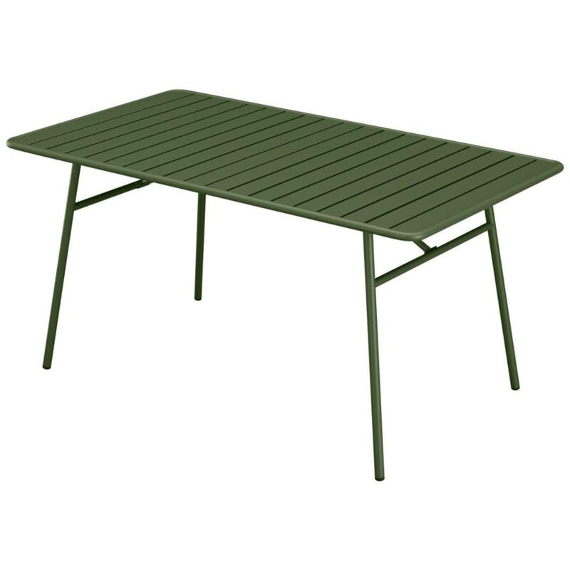 Vente-unique - Table de jardin L.160 cm en métal - Kaki - mirmande de mylia