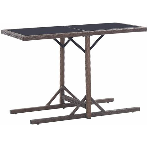 Table de jardin Marron 110x53x72 cm Verre et résine tressée
