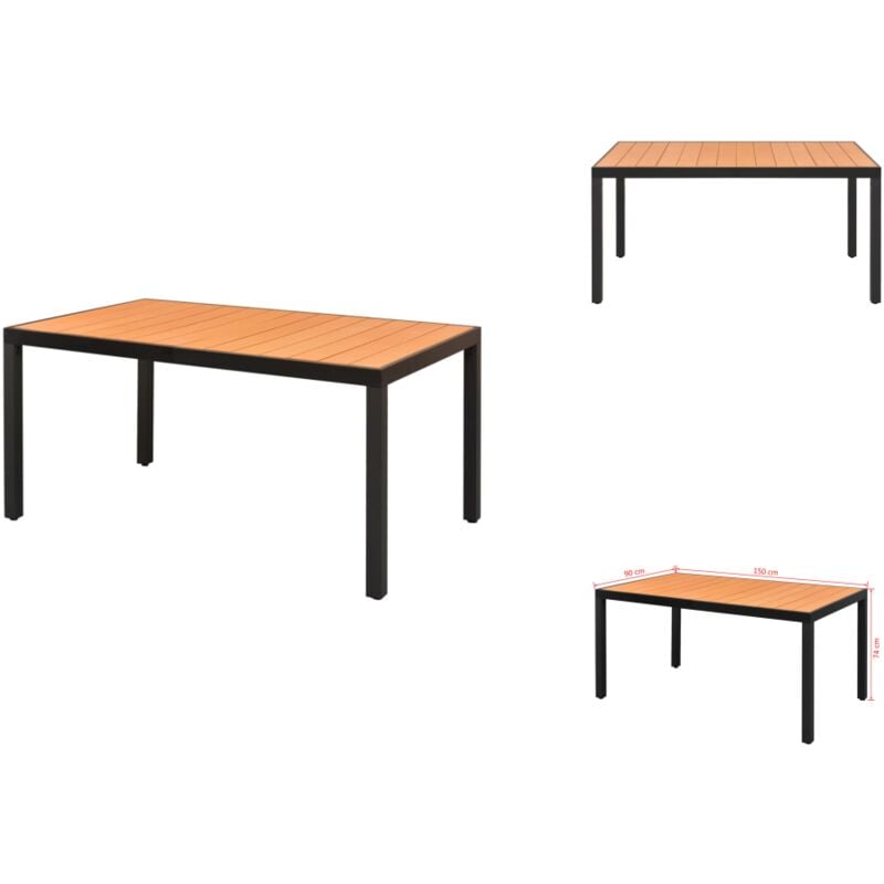 Table de jardin Marron 150 x 90 x 74 cm Aluminium et wpc - Table De Jardin - Table Extérieure - Mobilier De Jardin - Table En Aluminium - Table