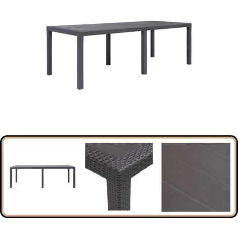 Table de jardin Marron 220x90x72 cm Plastique Aspect de rotin - Table De Jardin - Table D'extérieur - Table En Plastique - Table Rotin - Mobilier De Jardin