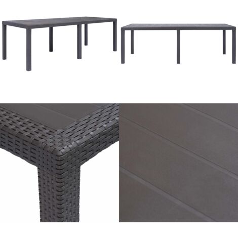 Table de jardin Marron 220x90x72 cm Plastique Aspect de rotin - Table De Jardin - Table D'extérieur - Table En Plastique - Table Rotin - Mobilier De Jardin - Home & Living