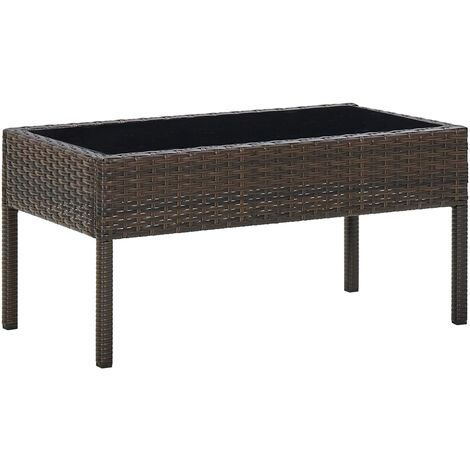Table de jardin Marron 75x40x37 cm Résine tressée