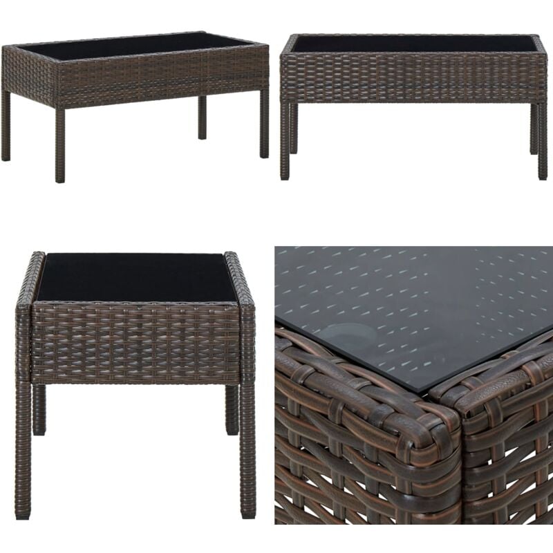 Table de jardin Marron 75x40x37 cm Résine tressée - Table De Jardin - Mobilier De Jardin - Table Extérieure - Table En Résine Tressée - Table Brun