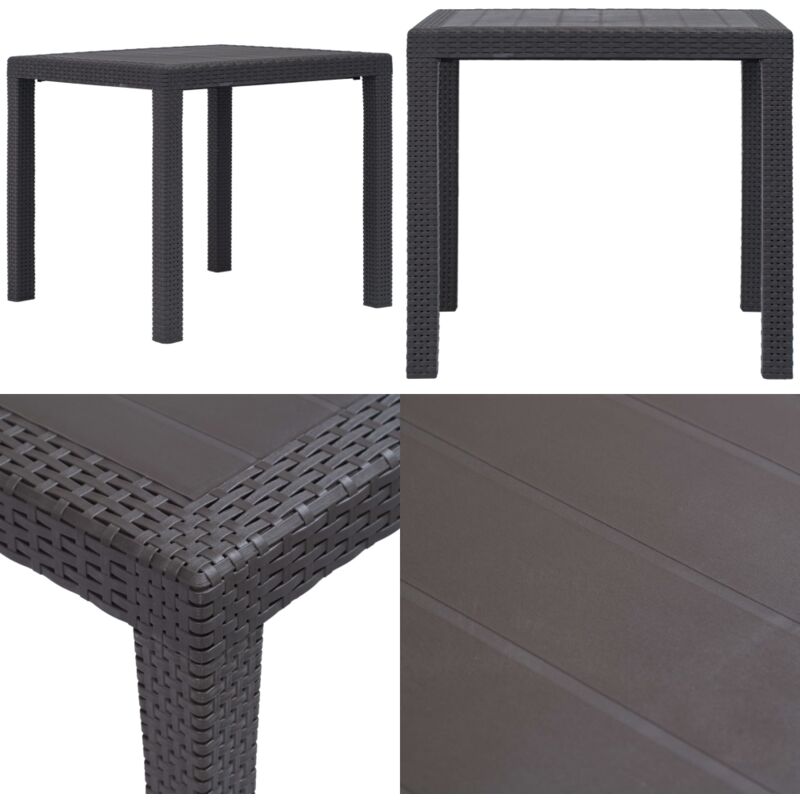 Table de jardin Marron 79x79x72 cm Plastique Aspect de rotin - Table De Jardin - Table Extérieure - Table En Plastique - Table Rotin - Meubles De