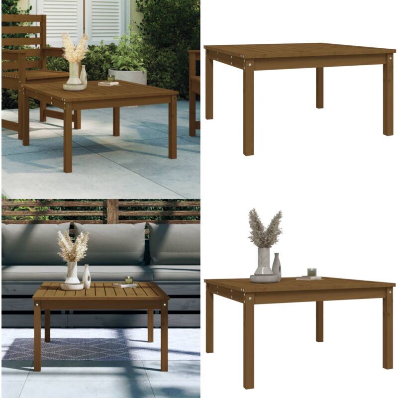 Table de jardin marron miel 82,5x82,5x45 cm bois massif de pin - Table De Jardin - Table Extérieure - Mobilier De Jardin - Table En Bois - Table