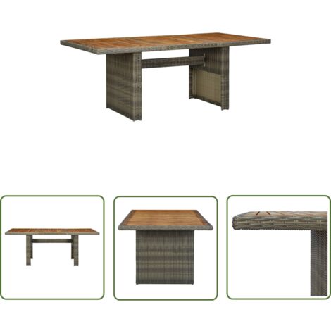 Table de jardin Marron Résine tressée et bois d'acacia massif