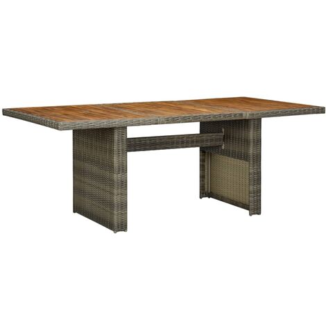 Table de jardin Gris clair Résine tressée et bois d'acacia