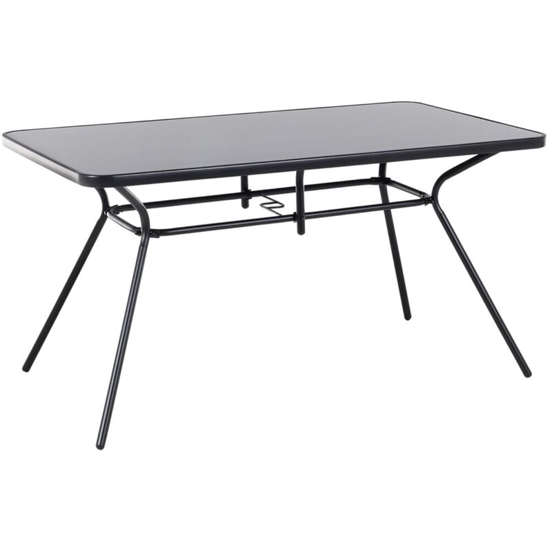 Beliani - Table de Jardin 80 x 140 cm Légère et Pratique en Acier Noir Design Moderne et Fonctionnel pour Terrasse ou Balcon