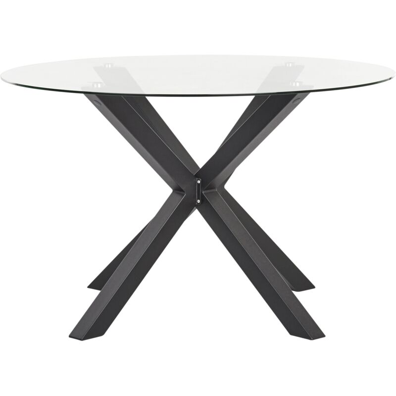 Beliani - Table de Jardin Moderne en Aluminium 120 cm Plateau en Verre Transparent Noir Maletto