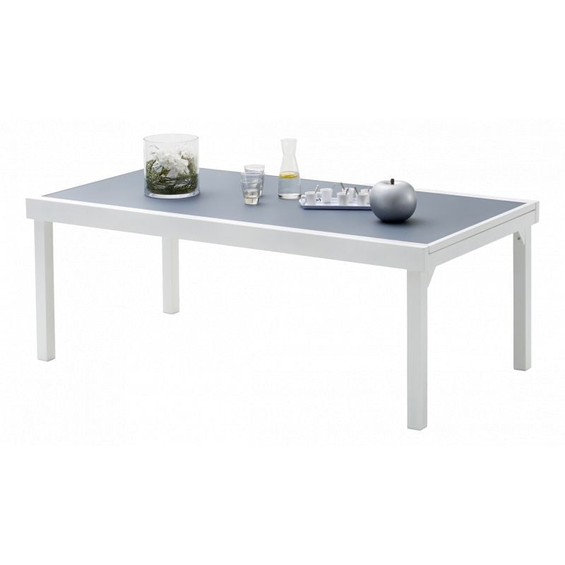 Wilsa Garden - Table de jardin Modulo t 8/12 Full Verre Blanc