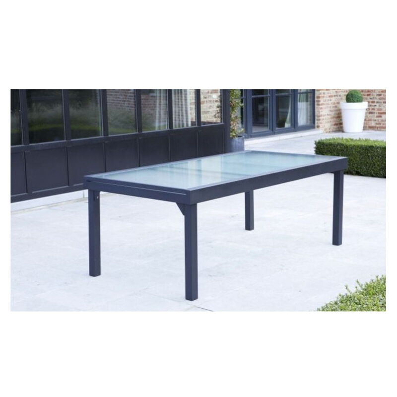 Wilsa Garden - Table de jardin Modulo t 8/12 Full Verre Gris Anthracite