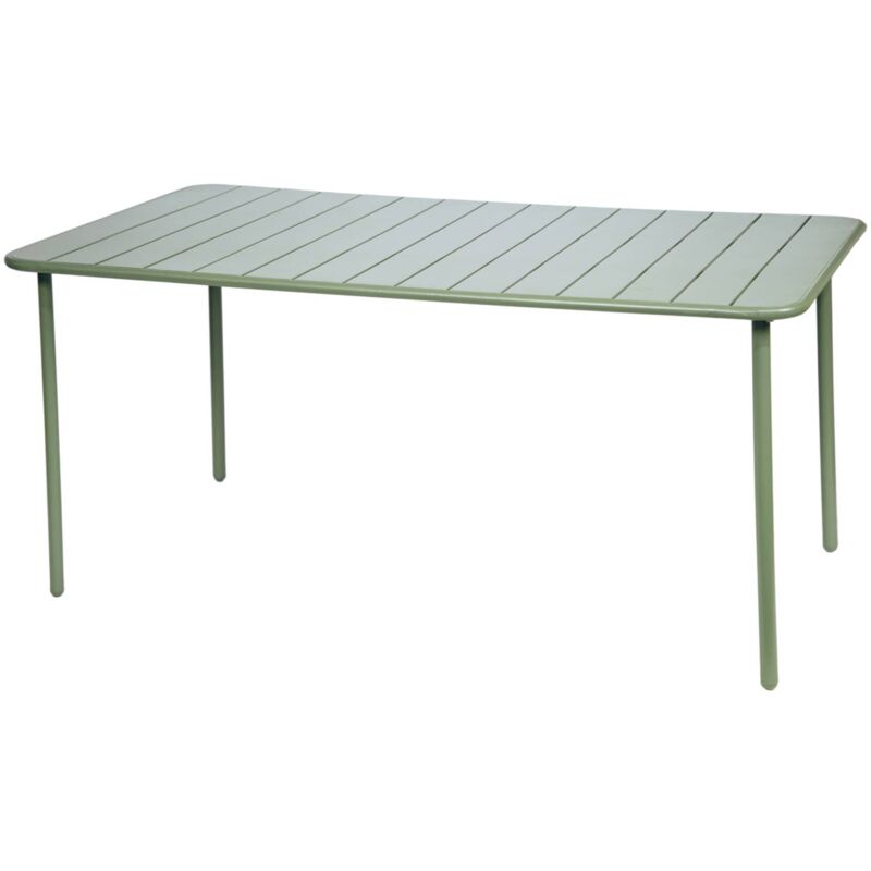 Sweeek – Table de jardin en métal 6-8 places – Acier traité contre rouille – Dimensions 160x90xH72.5 cm – Évacuation efficace de l'eau