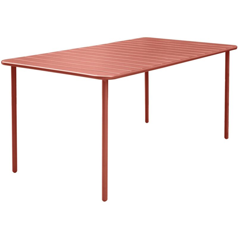 Sweeek - Table de jardin métal 6-8 places. terracotta. Amelia. 160x90xH72.5cm - Terracotta
