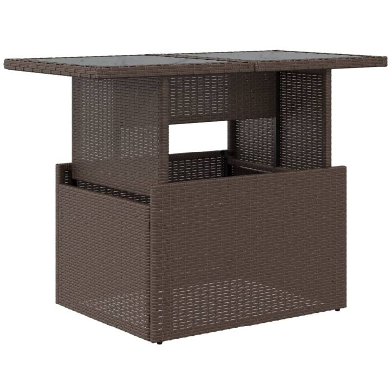 Vidaxl - Table de jardin dessus en verre marron 100x55x73 cm poly rotin