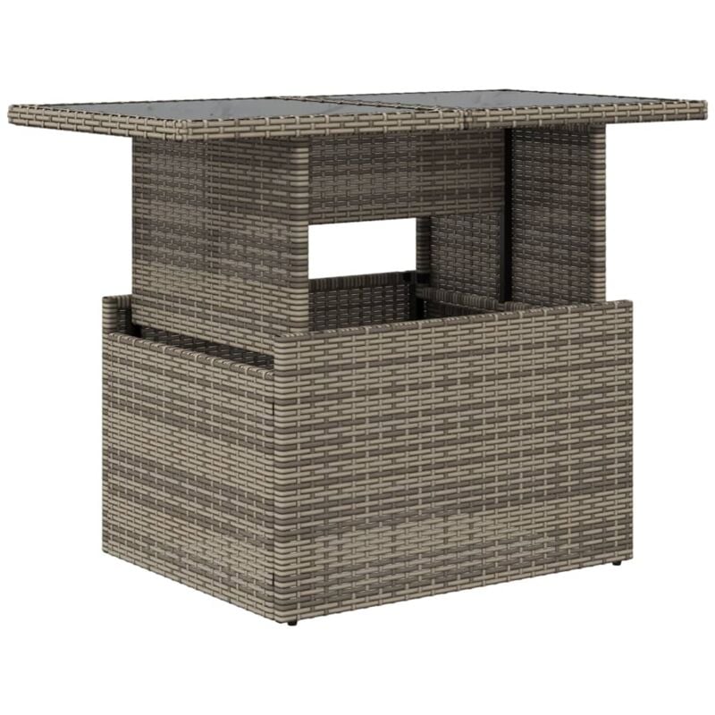 Table de jardin dessus en verre gris 100x55x73cm résine tressée - Vidaxl
