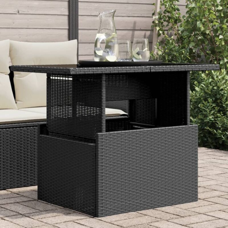 Vidaxl - Table de jardin dessus en verre noir 100x55x73cm résine tressée