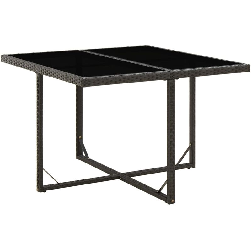 Vidaxl - Table de jardin Noir 109x107x74 cm Résine tressée et verre